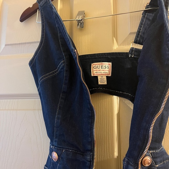 Guess Dark Blue Denim Jumpsuit with Gold Zipper - Picture 5 of 7